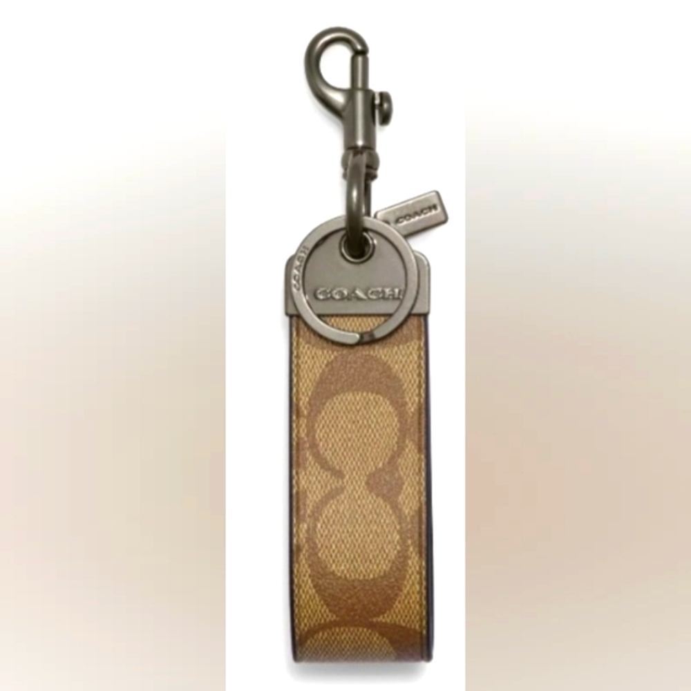 Coach Silver and Brown Key Card Holder